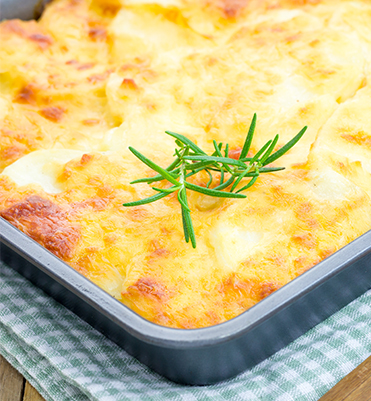 Potato Gratin with Cheddar, Shallots and Rosemary